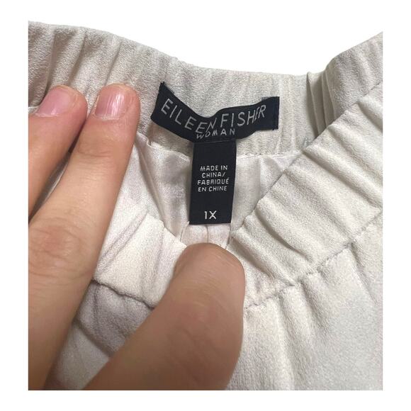 NWT Eileen Fisher Bone Tapered Pant Side Slit & Stretch Waist Neutral Minimalist - Picture 3 of 7
